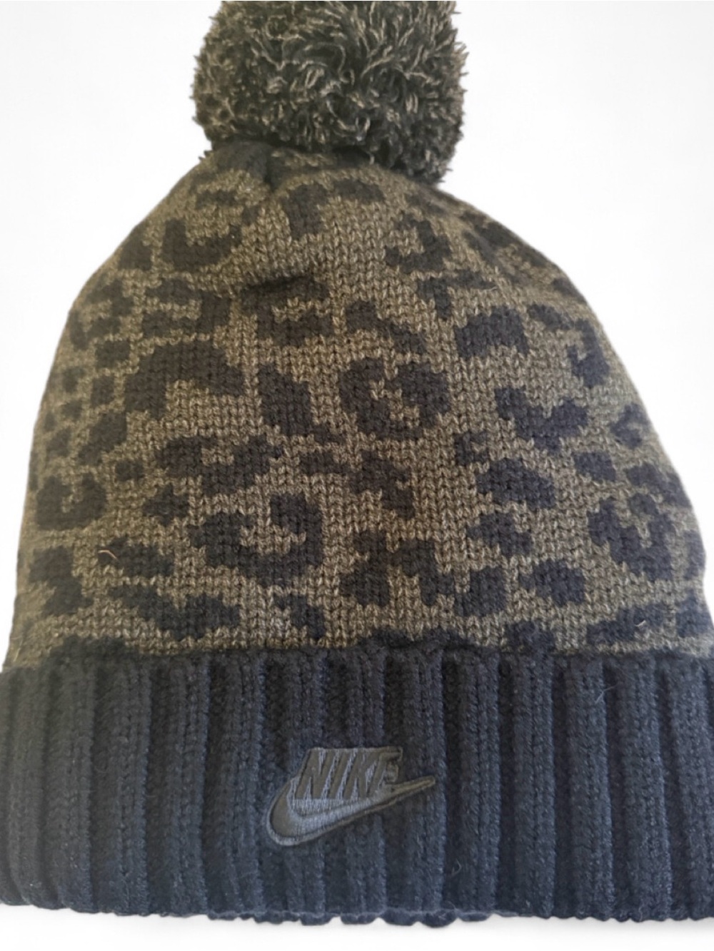 Nike Women's  Leopard Pom Knit Beanie nwt